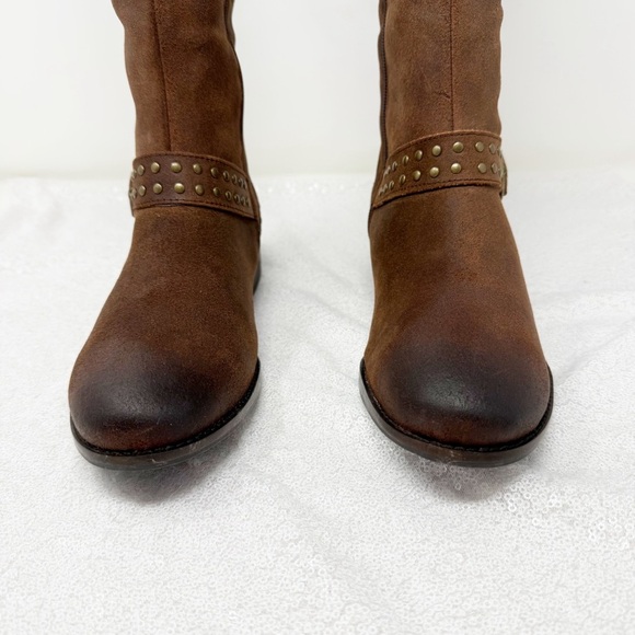 Reba Women’s Brown Studded Knee High Riding Boots Size 9 - Picture 4 of 16